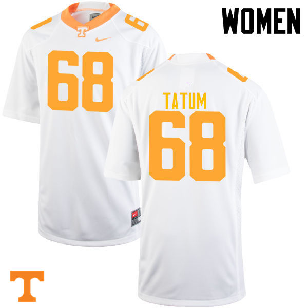 Women #68 Marcus Tatum Tennessee Volunteers College Football Jerseys-White - Click Image to Close